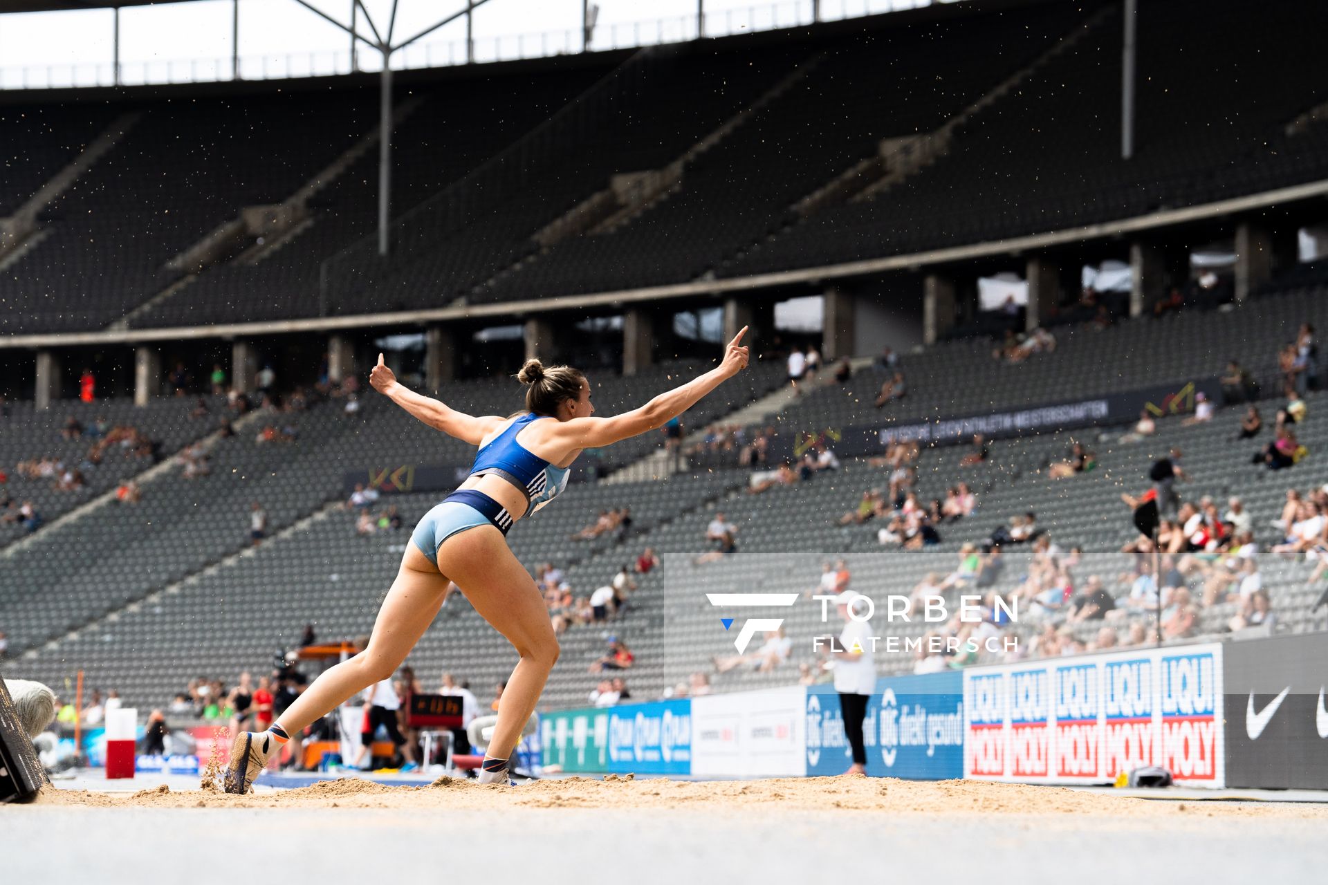 Maria Purtsa (LAC Erdgas Chemnitz) im Dreisprung waehrend der deutschen Leichtathletik-Meisterschaften im Olympiastadion am 25.06.2022 in Berlin